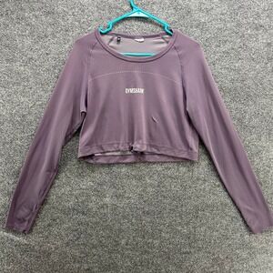 Gymshark Womens Purple Long Sleeve Cinch Front Crop Top Athletic Training Small